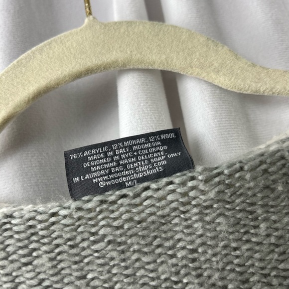 Wooden Ships size M/L gray angora wool blend chunky crew neck Eliza sweater - Picture 4 of 6